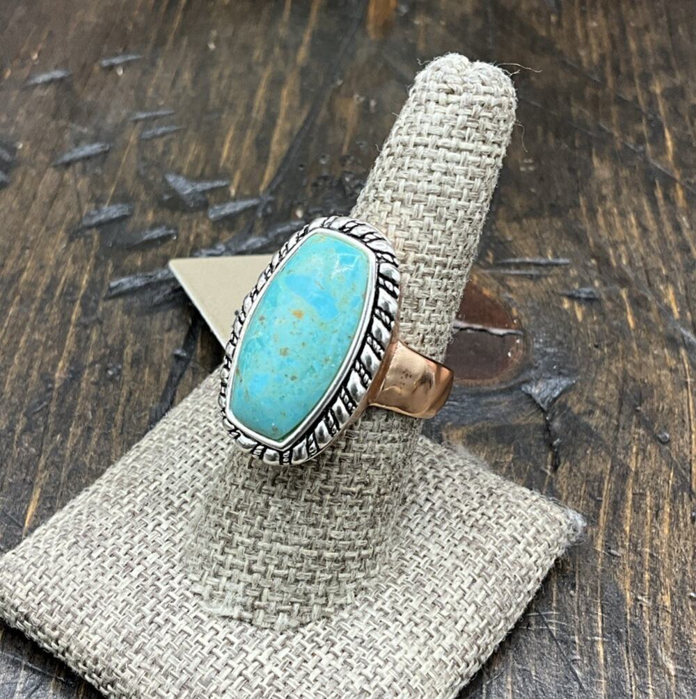 Barse Nuance Ring - Turquoise- Copper & Silver-8- NWT